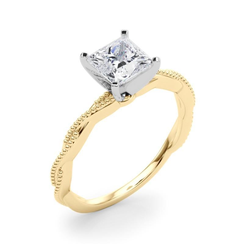 De las mujeres Anillo de diamantes con banda trenzada trenzada princesa de 1,2 quilates con certificado GIA en venta