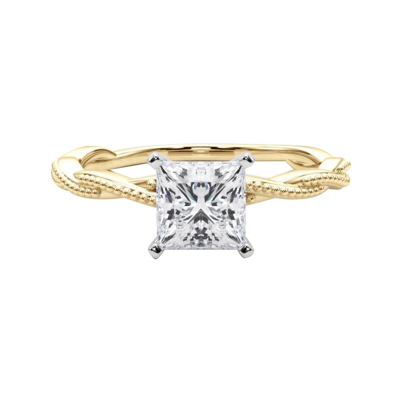 Anillo de diamantes con banda trenzada trenzada princesa de 1,2 quilates con certificado GIA