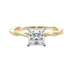 Anillo de diamantes con banda trenzada trenzada princesa de 1,2 quilates con certificado GIA