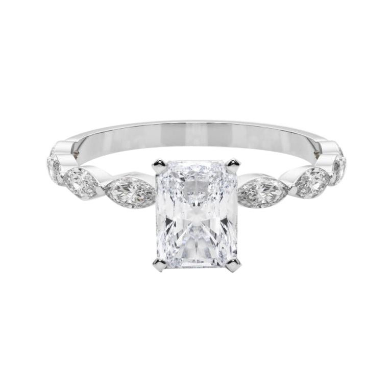 GIA Certified 1.2 Carat Radiant Diamond Band Solitaire Diamond Ring