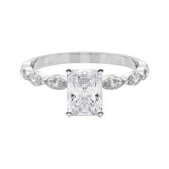 GIA Certified 1.2 Carat Radiant Diamond Band Solitaire Diamond Ring