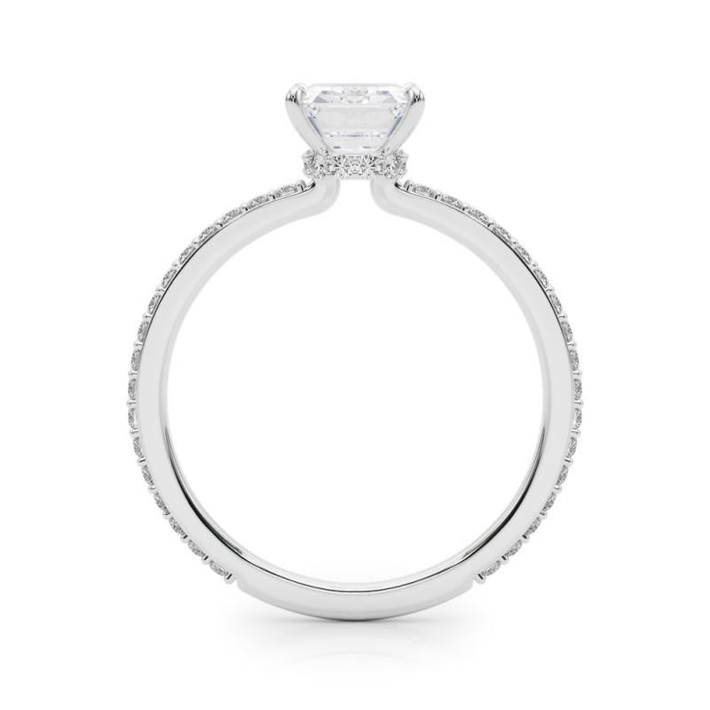 Anillo de diamantes en platino con halo oculto radiante de 1.2 quilates certificado por GIA en Nuevo Estado en New York, NY