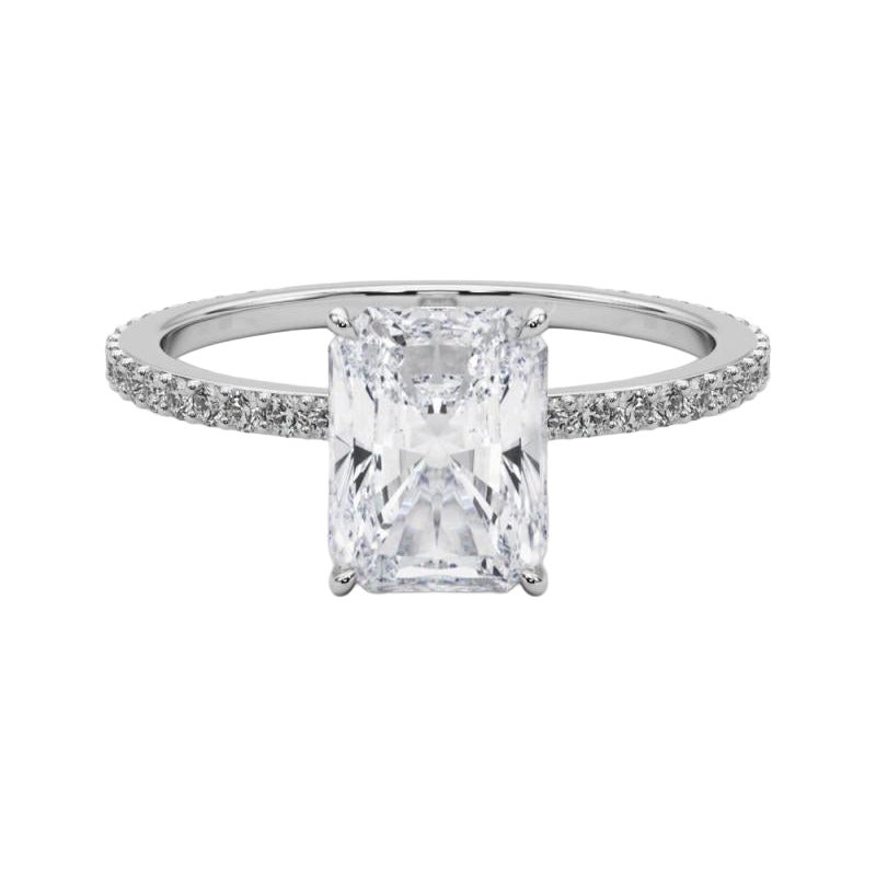 GIA zertifiziert 1.2 Karat strahlend versteckt Halo Pave Band Platin Diamantring