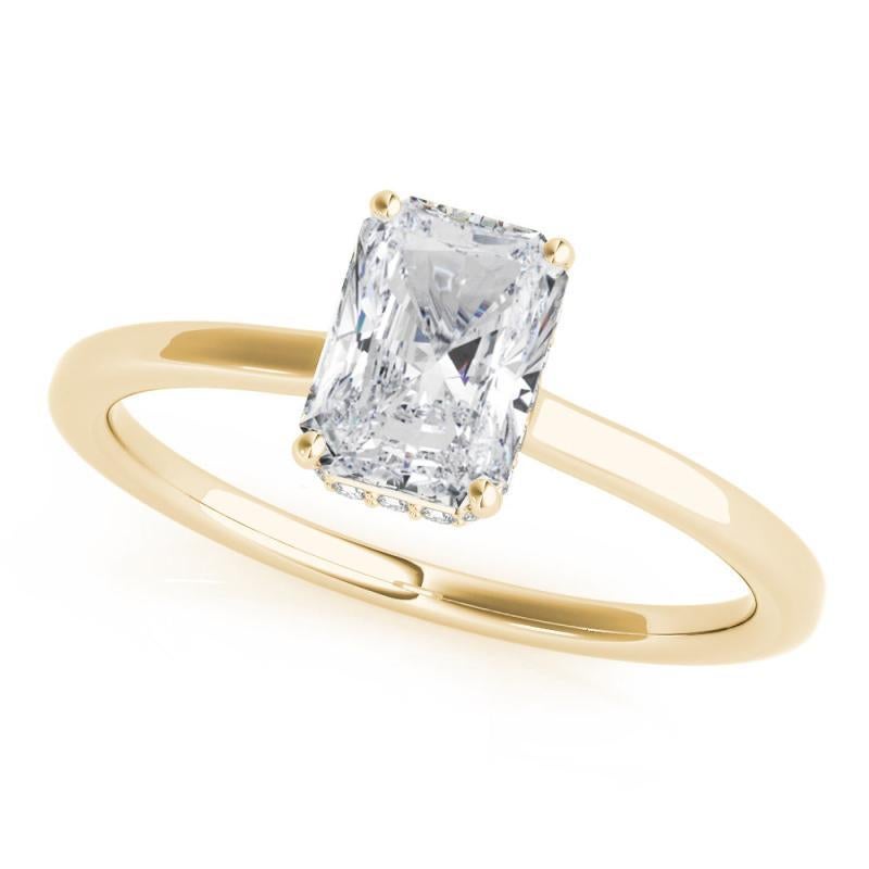 Taglio radiant GIA Certified 1,2 Carati Radiant Halo Hidden Slim Band Diamond Ring in vendita
