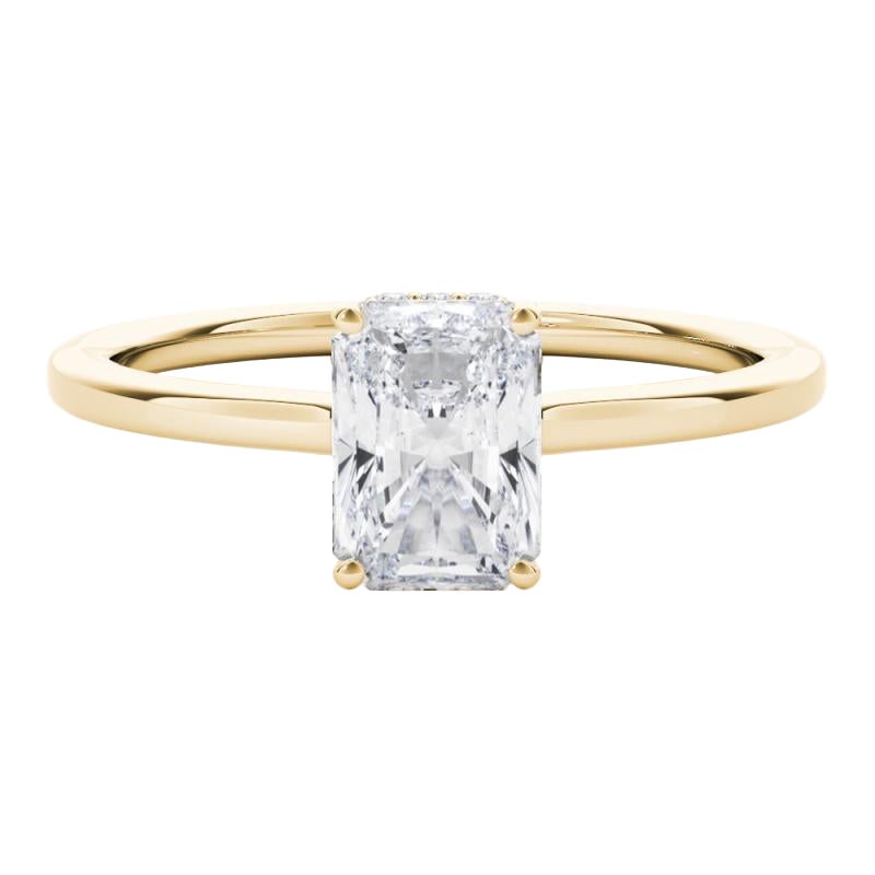 GIA Certified 1.2 Carat Radiant Hidden Halo Slim Band Diamond Ring