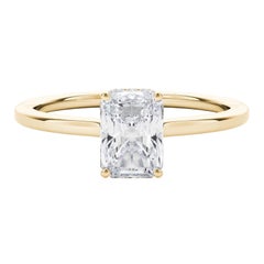 GIA Certified 1.2 Carat Radiant Hidden Halo Slim Band Diamond Ring