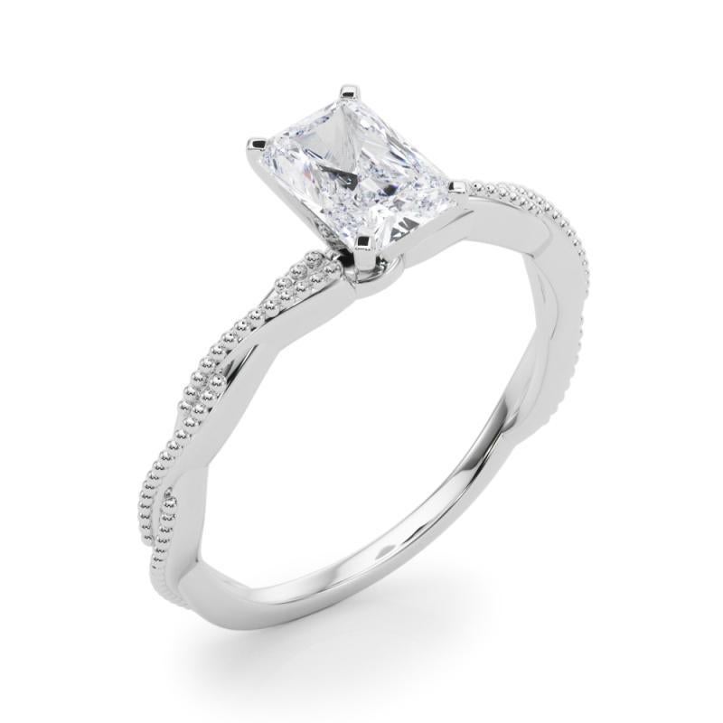 De las mujeres Anillo de diamantes en platino con banda trenzada radiante de 1,2 quilates con certificación GIA en venta