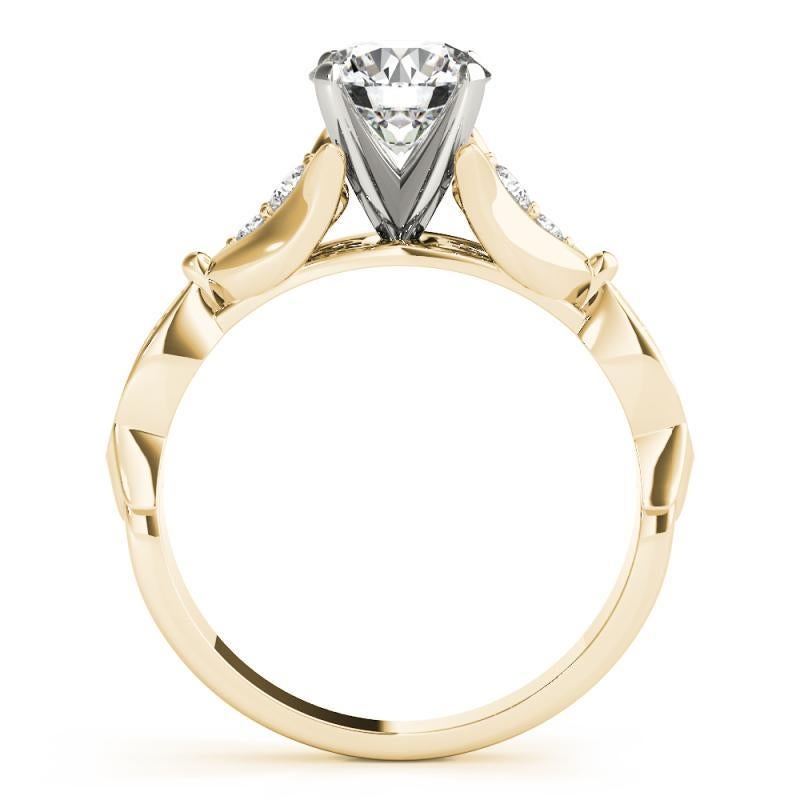 Taille ronde Bague à diamant certifié GIA 1,2 carat rond Cathédrale Marquise Leaf en vente