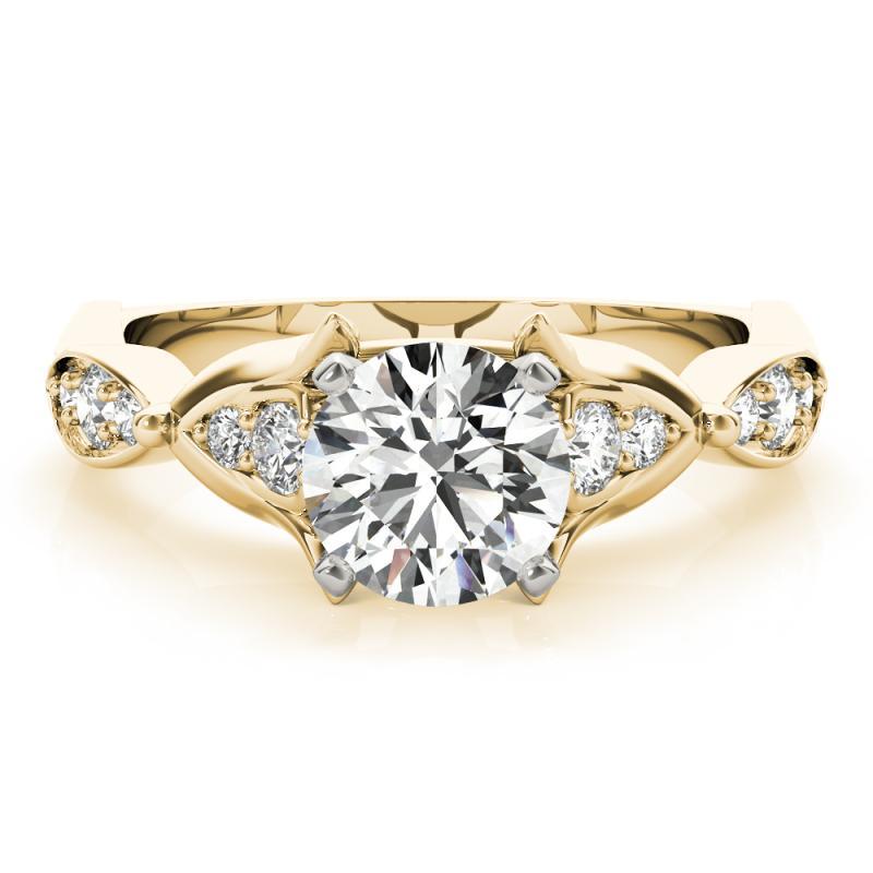 Bague à diamant certifié GIA 1,2 carat rond Cathédrale Marquise Leaf Neuf - En vente à New York, NY