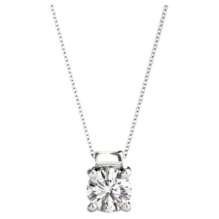 GIA Certified 1.2 Carat Round Diamond Solitaire White Gold Pendant Necklace