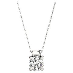 GIA Certified 1.2 Carat Round Diamond Solitaire White Gold Pendant Necklace