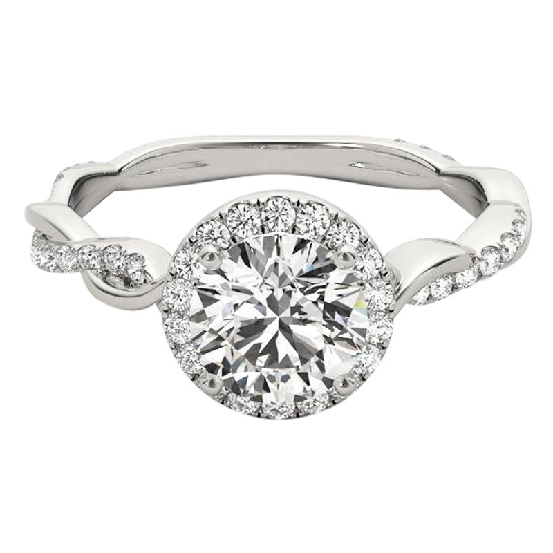 GIA Certified 1.2 Carat Round Halo Entwined Vine  Bague en diamant