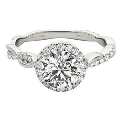 GIA Certified 1.2 Carat Round Halo Entwined Vine  Bague en diamant