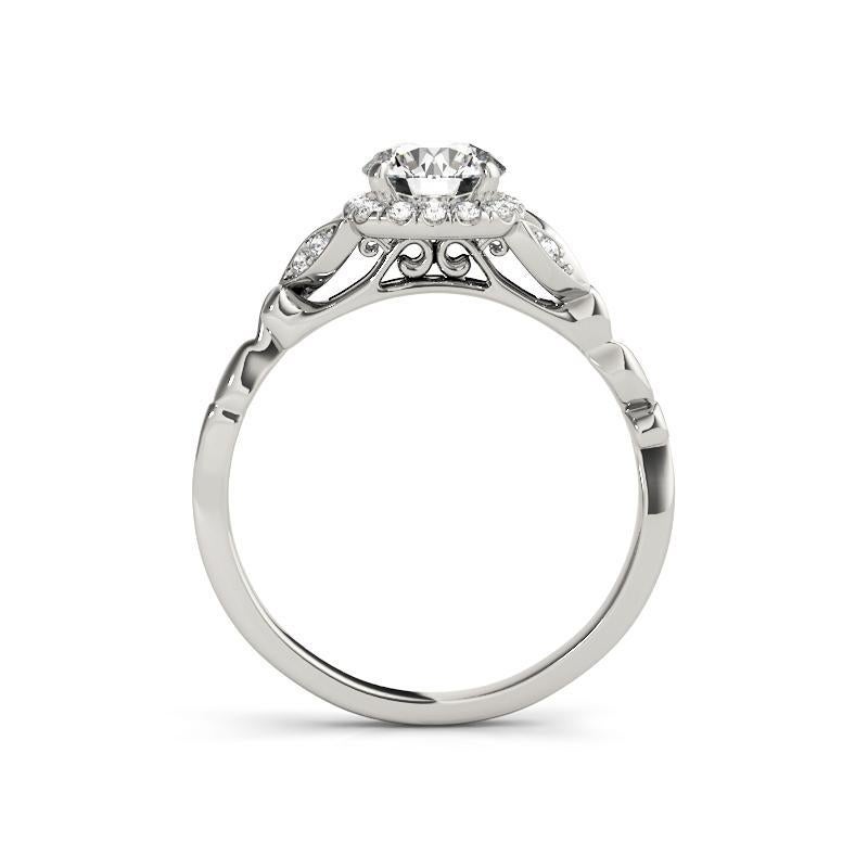 Bague de diamant en platine certifiée GIA de 1,2 carat, avec halo floral, feuilles et vignes Neuf - En vente à New York, NY