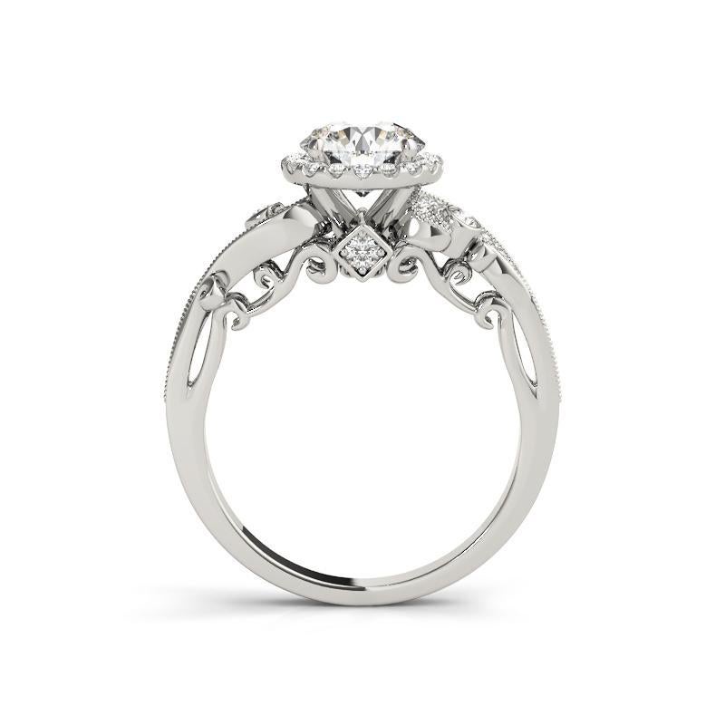GIA Certified 1.2 Carat Round Halo Multi-Stone Curved Platinum Diamond Ring In condizioni Nuovo in vendita a New York, NY