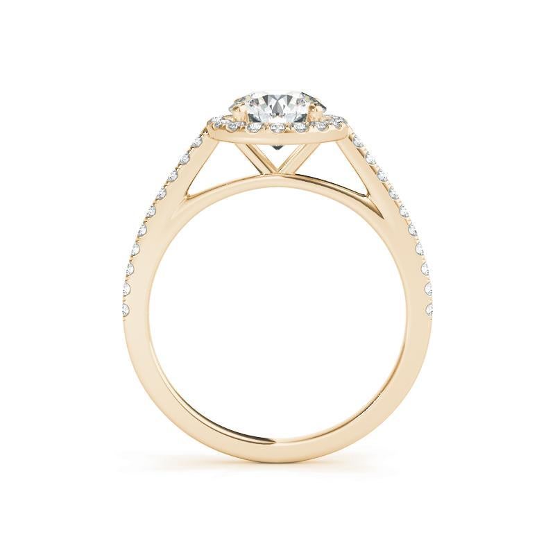 Bague en or jaune 18 carats certifiée GIA et ornée d'un pavé halo rond de 1,2 carat Neuf - En vente à New York, NY