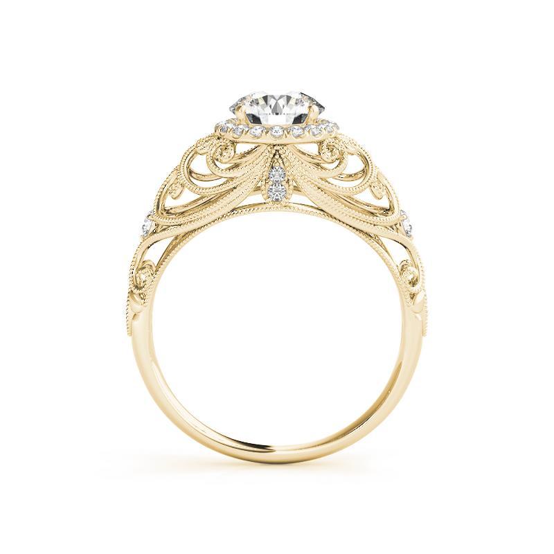 Bague à diamant certifié GIA de 1,2 carat rond Halo Ribbon Filigree Dome Neuf - En vente à New York, NY
