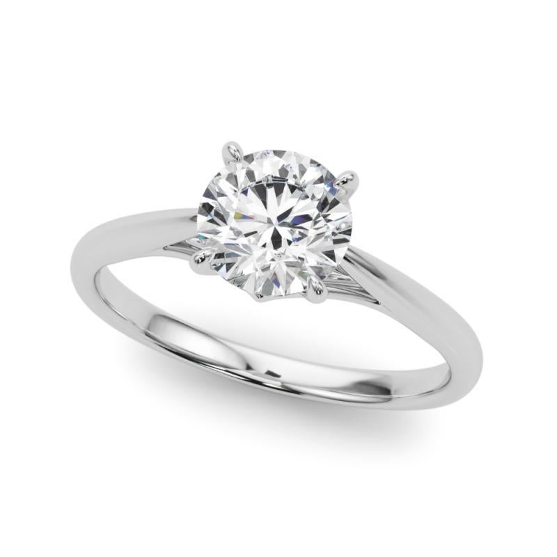 Taglio rotondo GIA Certified 1.2 Carat Round Solitaire Cathedral  Diamond Ring in vendita