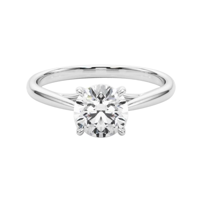 GIA Certified 1.2 Carat Round Solitaire Cathedral  Diamond Ring