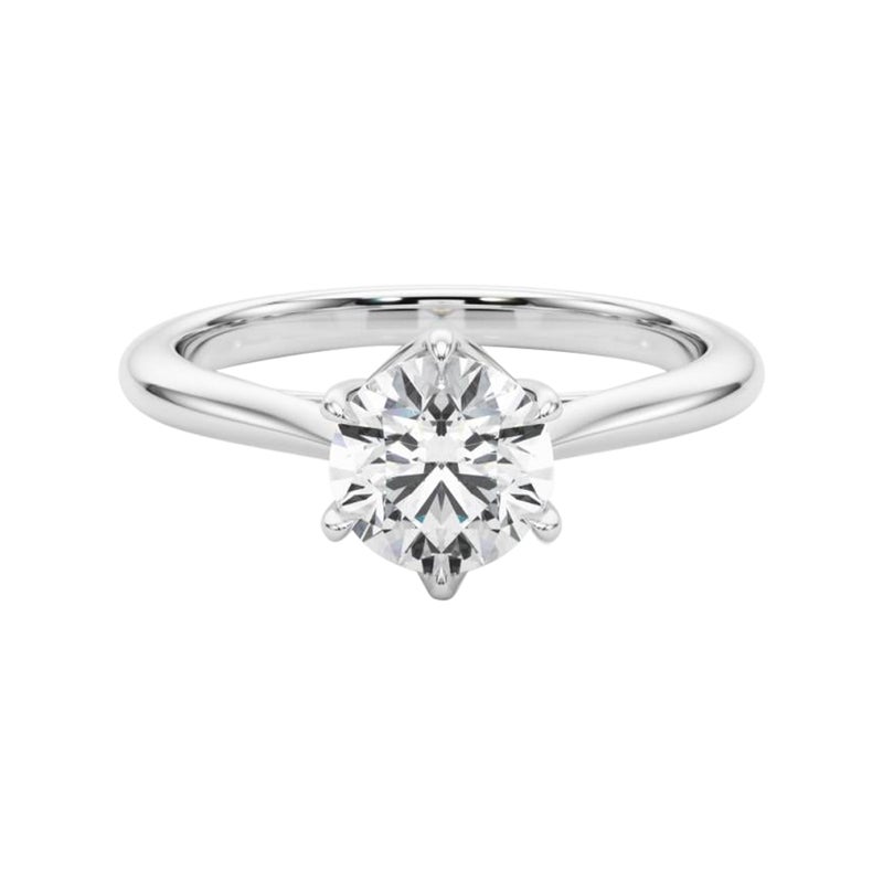 GIA Certified 1.2 Carat Round Solitaire Cathedral Tulip Platinum Diamond Ring