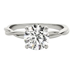 Bague à diamant certifié GIA de 1,2 carat solitaire rond à vigne torsadée