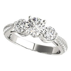 GIA Certified 1.2 Carat Round Three-Stone Multi-Row Diamond Ring