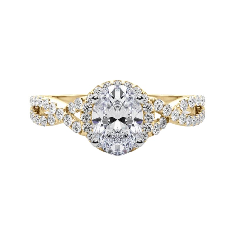 Anello con diamante solitario ovale a raggiera Infinity da 1.2 carati certificato GIA