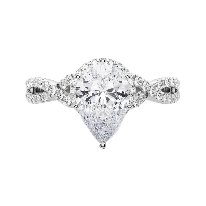 GIA Certified 1.2 Carat Solitaire Pear Halo Infinity Diamond Ring