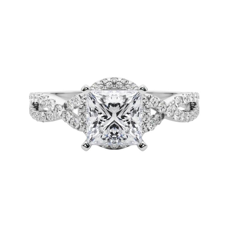 GIA Certified 1.2 Carat Solitaire Princess Halo Infinity Diamond Ring