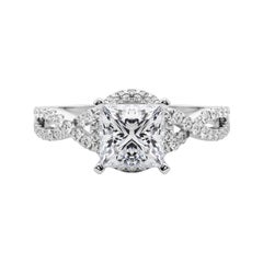 GIA Certified 1.2 Carat Solitaire Princess Halo Infinity Diamond Ring