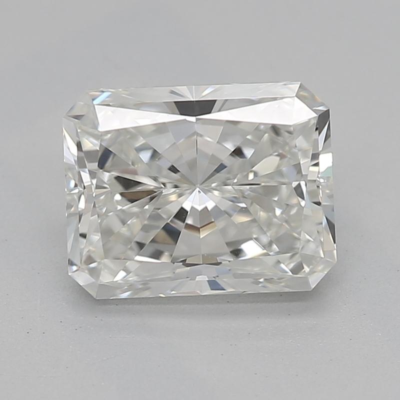 Présentant un design enchanteur, cette remarquable bague en diamant est ornée d'un captivant diamant central radiant H VS2 1,2 certifié par la GIA, dont l'éclat séduisant captive le regard. Réalisé en or blanc luxueux, le bracelet poli incarne avec