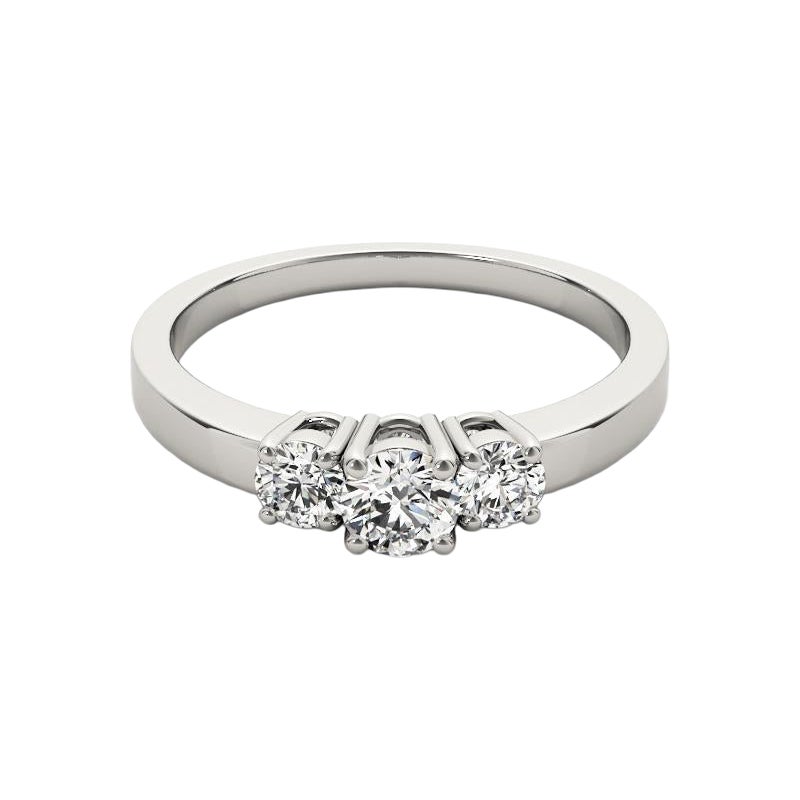 GIA Certified 1.2 Carat Three-Stone Round Brilliant Diamond Ring