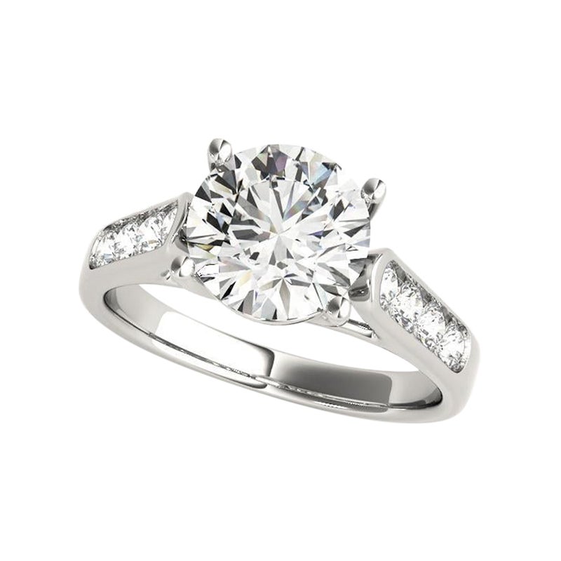 GIA Certified 1.2 Carati Trellis Round Halo Cathedral Diamond Ring