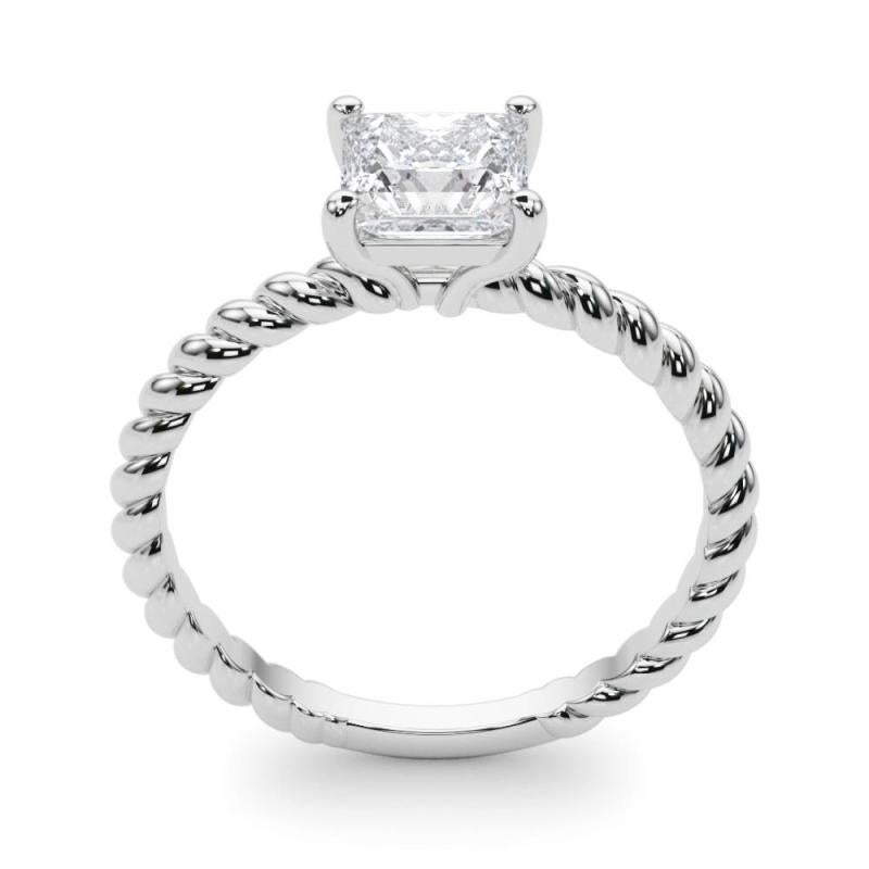 Bague à diamant certifiée GIA de 1,2 carat avec anneau torsadé, solitaire princesse en platine Pour femmes en vente