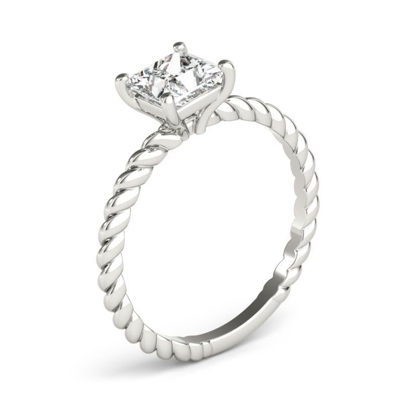 Bague à diamant certifiée GIA de 1,2 carat avec anneau torsadé, solitaire princesse en platine en vente 1