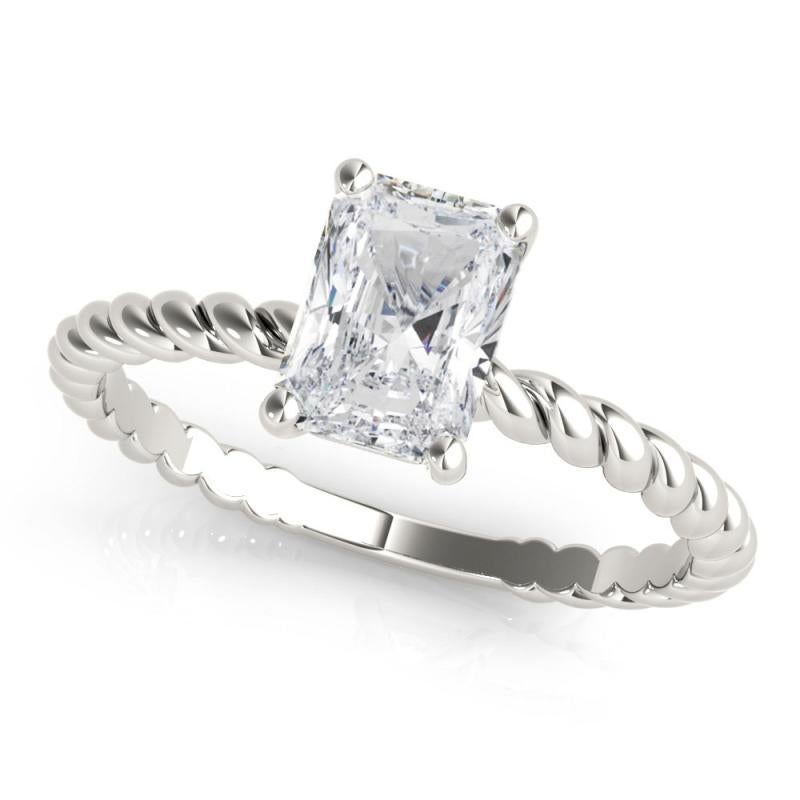 Taille radiant Bague en platine certifiée GIA de 1,2 carat à anneau torsadé avec solitaire radiant en vente