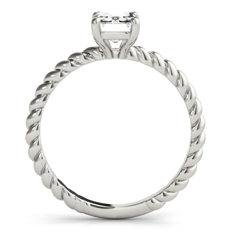 Bague en platine certifiée GIA de 1,2 carat à anneau torsadé avec solitaire radiant Pour femmes en vente