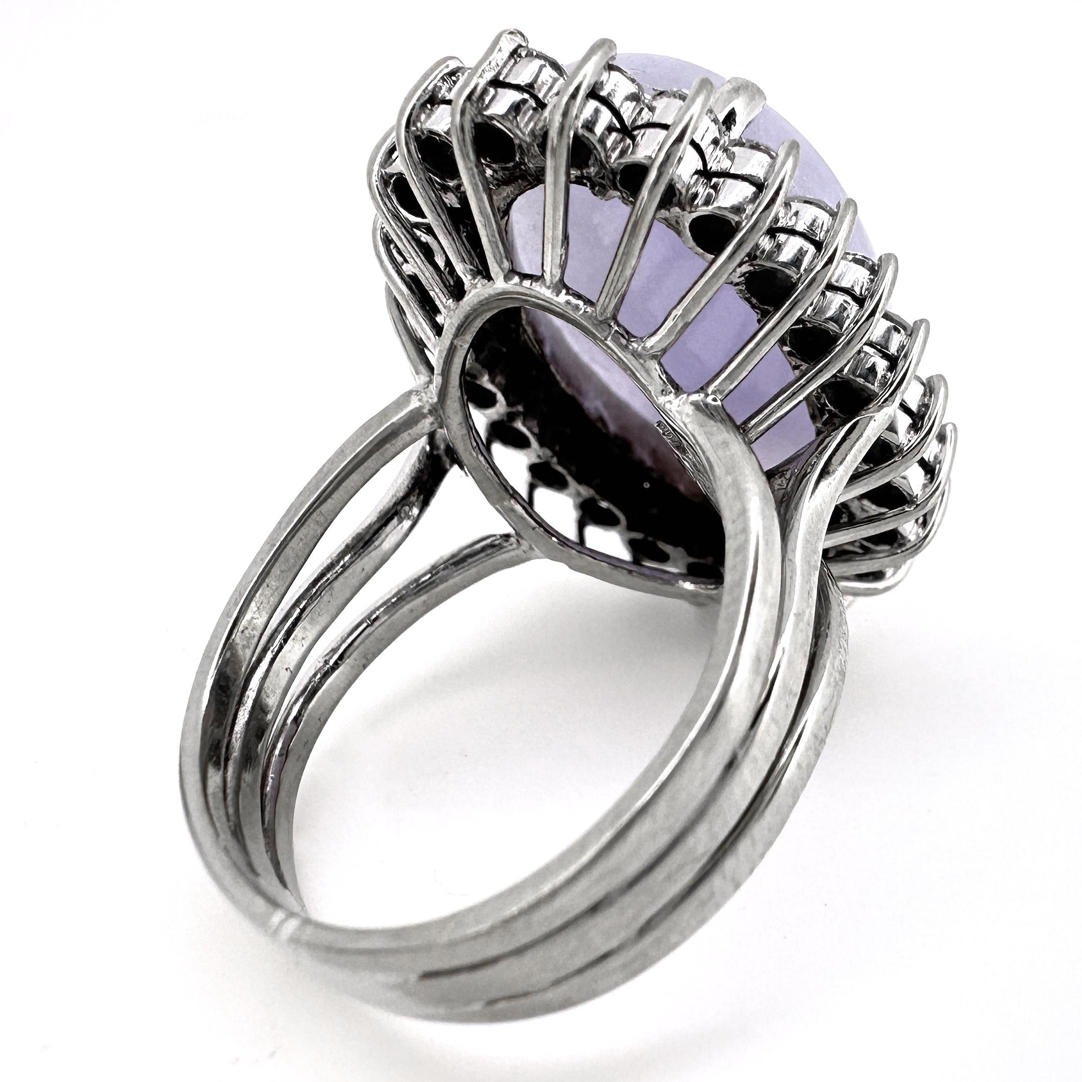 GIA-zertifiziert 12 Karat Typ A Lavendel Jade & Diamant Weißgold Cocktail Ring im Angebot 9