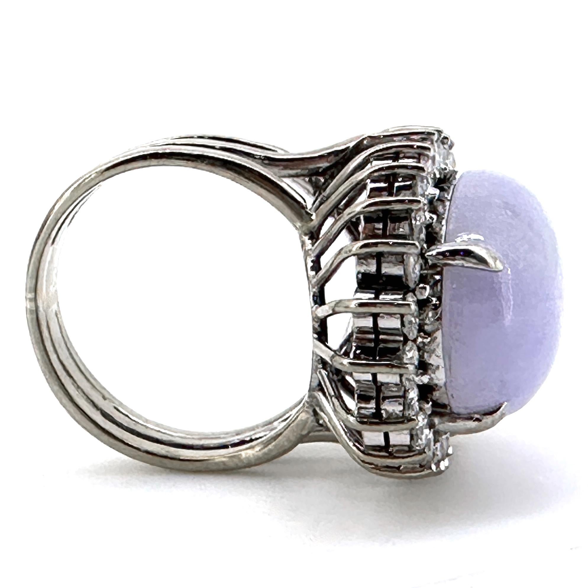 GIA-zertifiziert 12 Karat Typ A Lavendel Jade & Diamant Weißgold Cocktail Ring im Angebot 10
