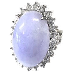 GIA-Certified 12 Carat Type A Lavender Jade & Diamond White Gold Cocktail Ring