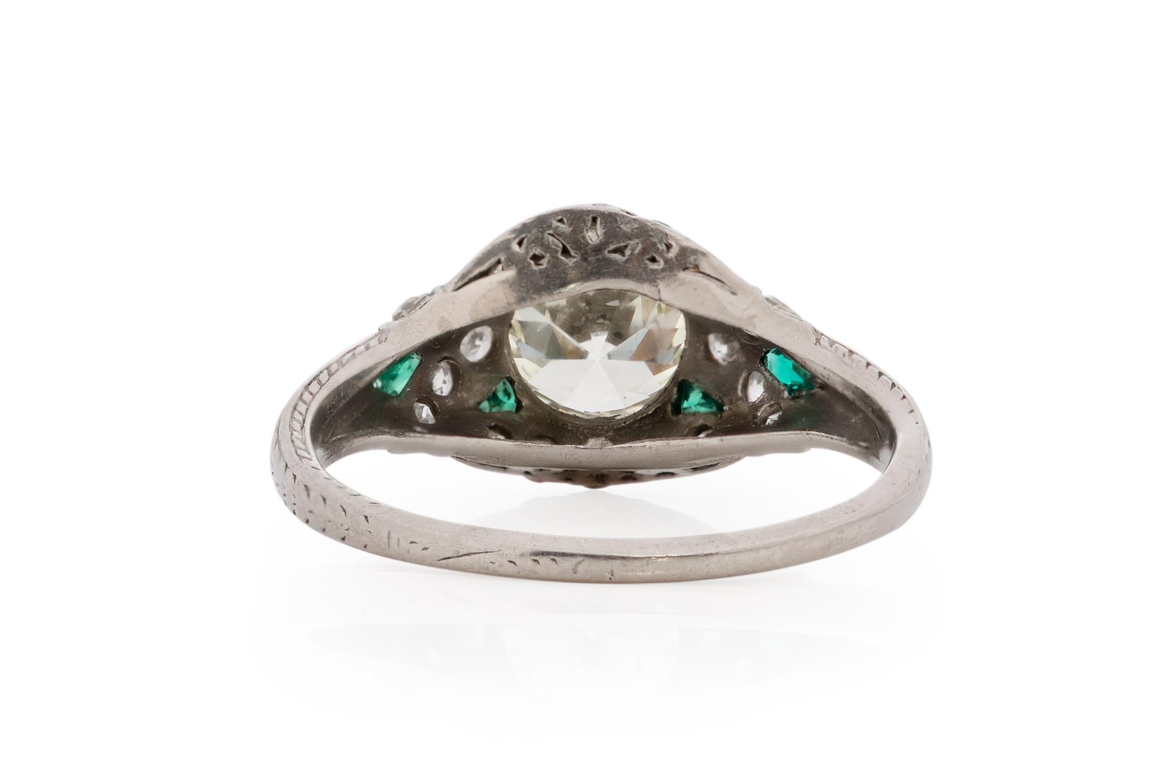 Antique Cushion Cut GIA Certified 1.20 Carat Art Deco Diamond Platinum Engagement Ring For Sale