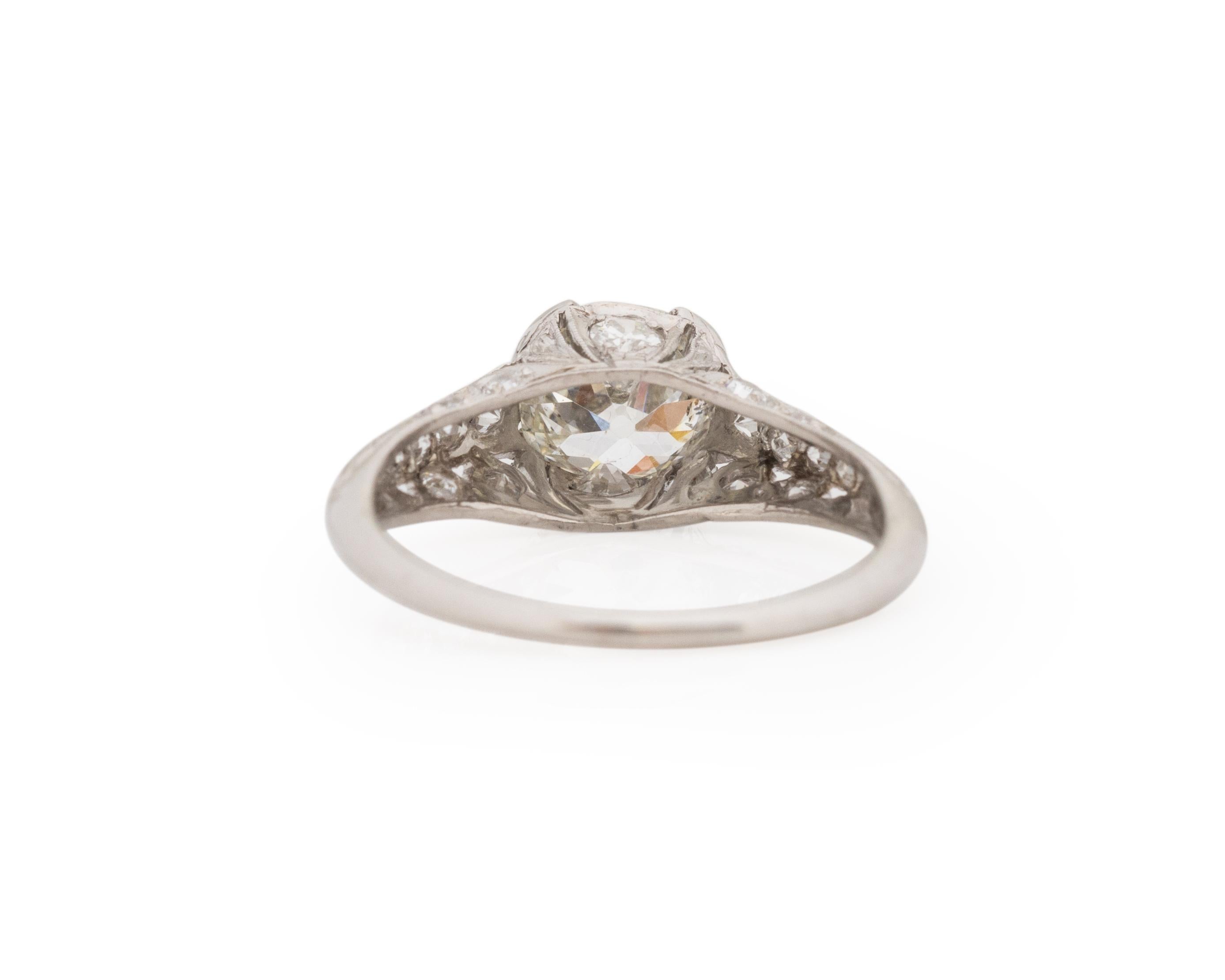 Old Mine Cut GIA Certified 1.20 Carat Art Deco Diamond Platinum Engagement Ring For Sale