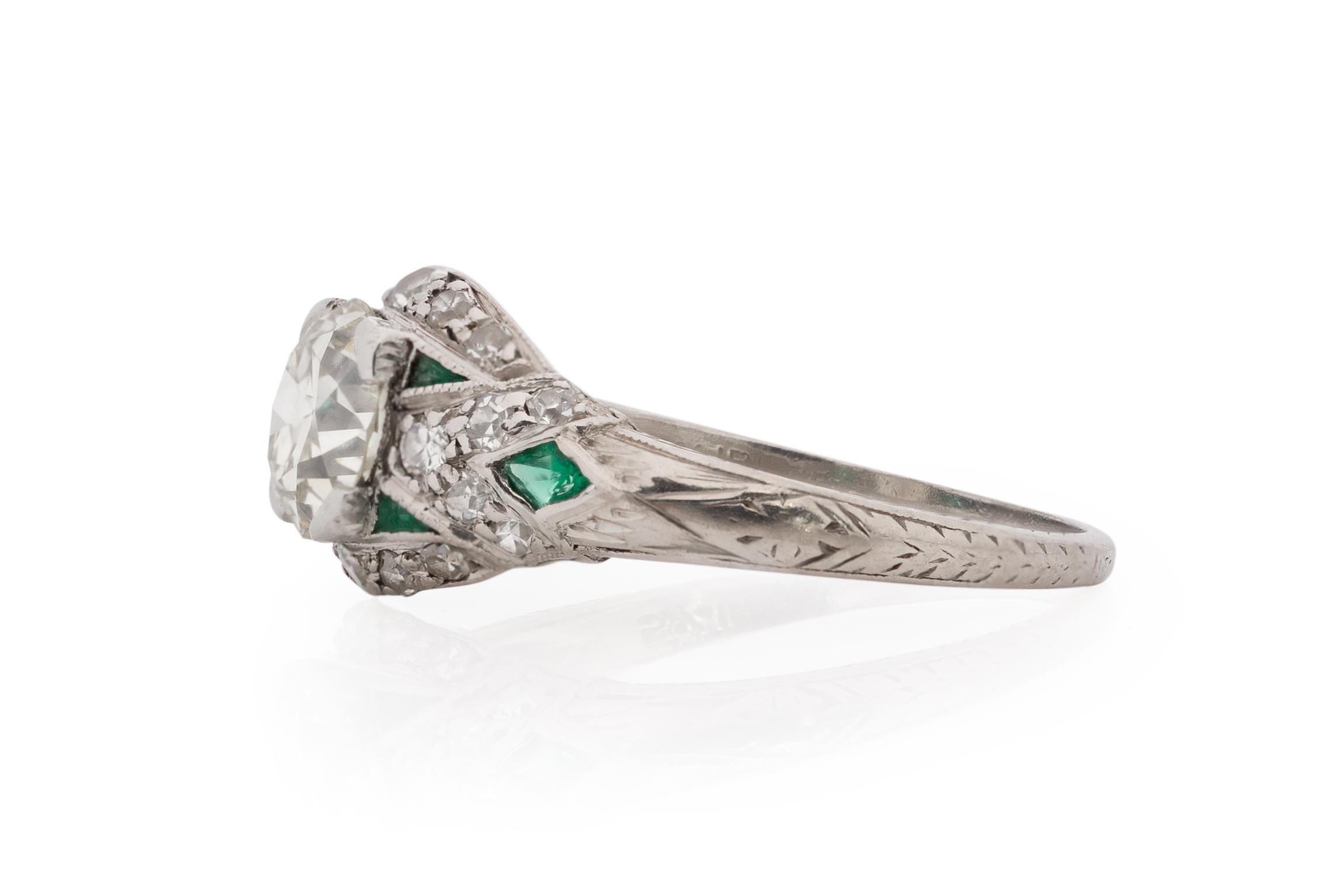 GIA Certified 1.20 Carat Art Deco Diamond Platinum Engagement Ring In Good Condition For Sale In Atlanta, GA