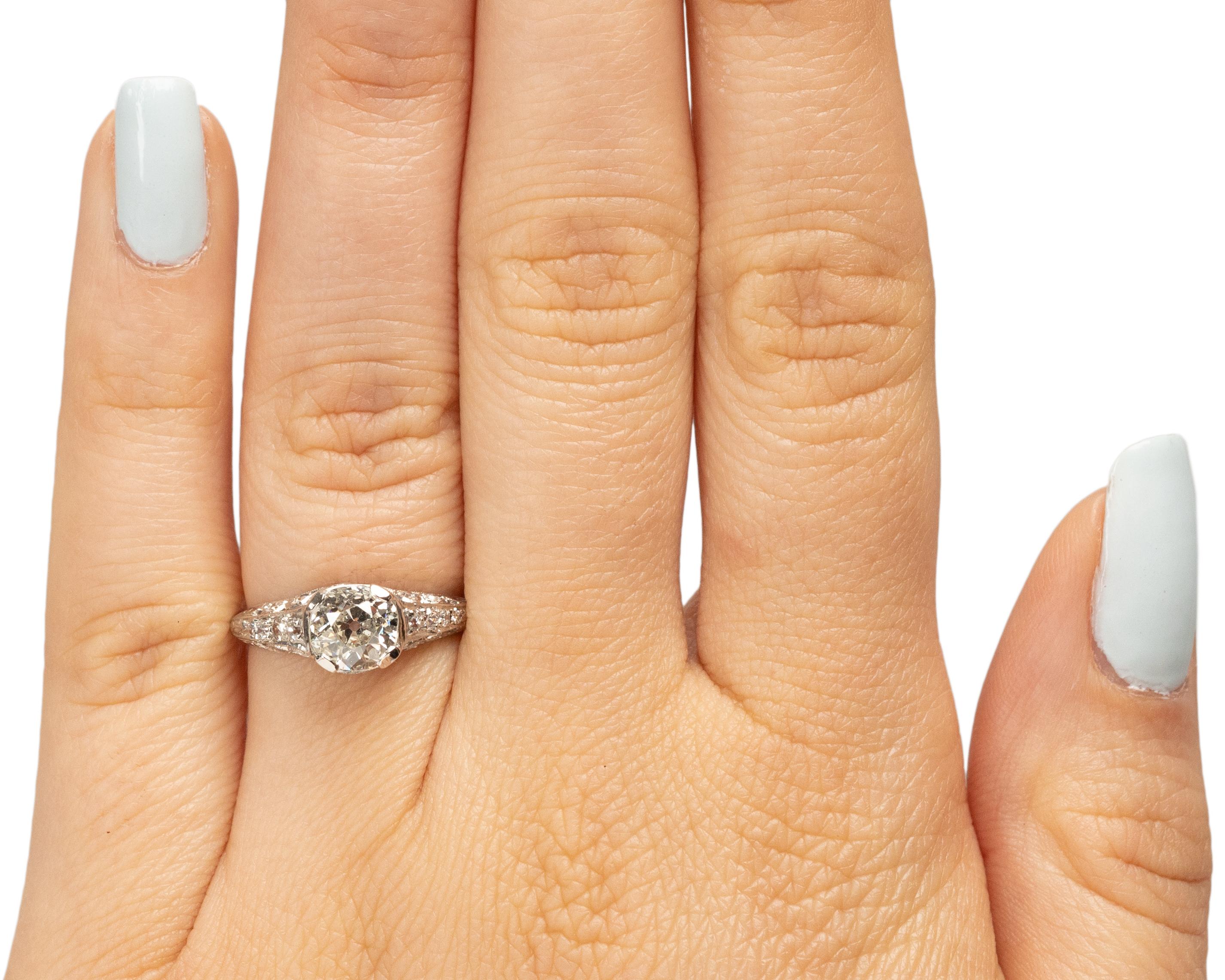 GIA Certified 1.20 Carat Art Deco Diamond Platinum Engagement Ring In Good Condition For Sale In Hicksville, NY