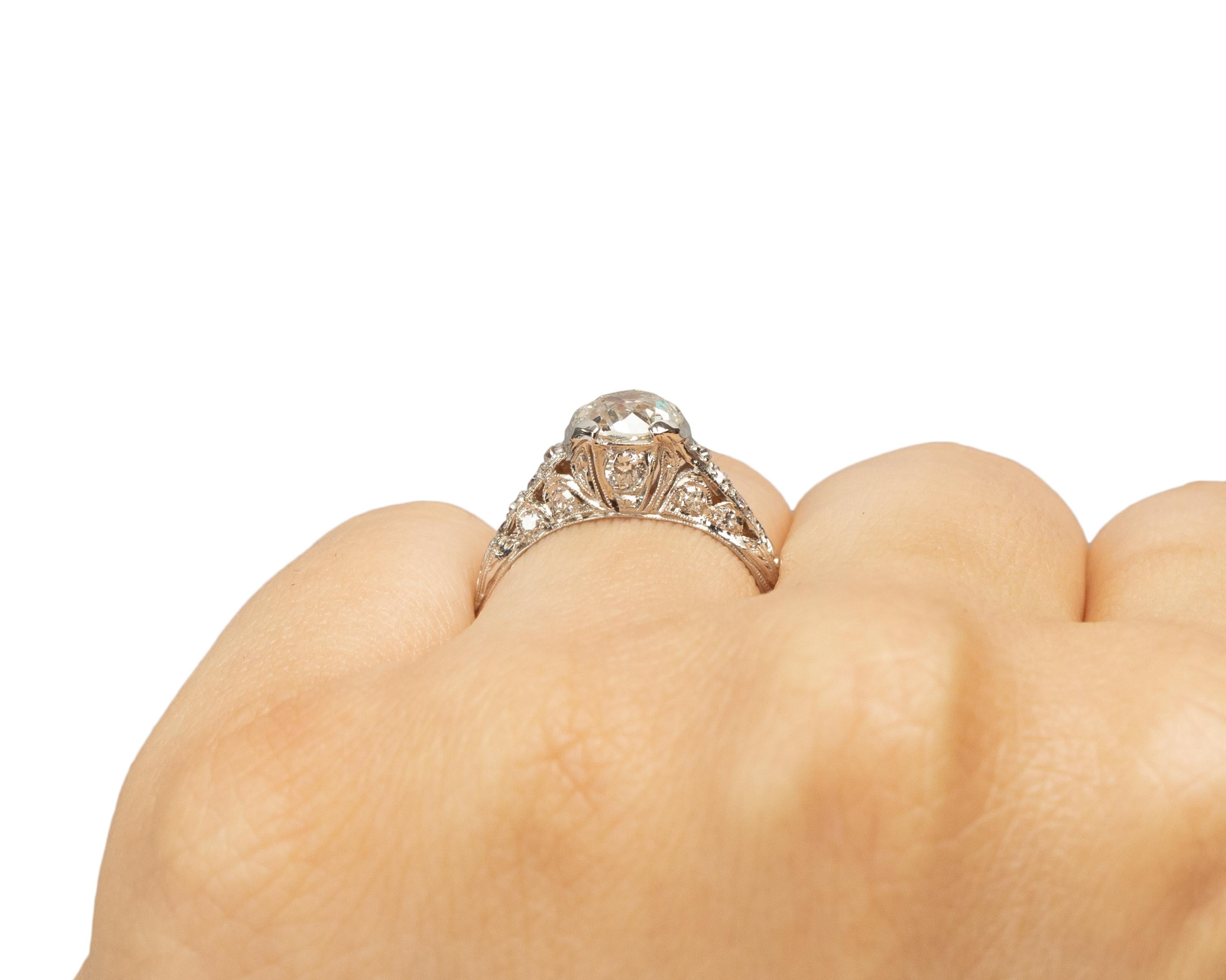 Women's GIA Certified 1.20 Carat Art Deco Diamond Platinum Engagement Ring For Sale