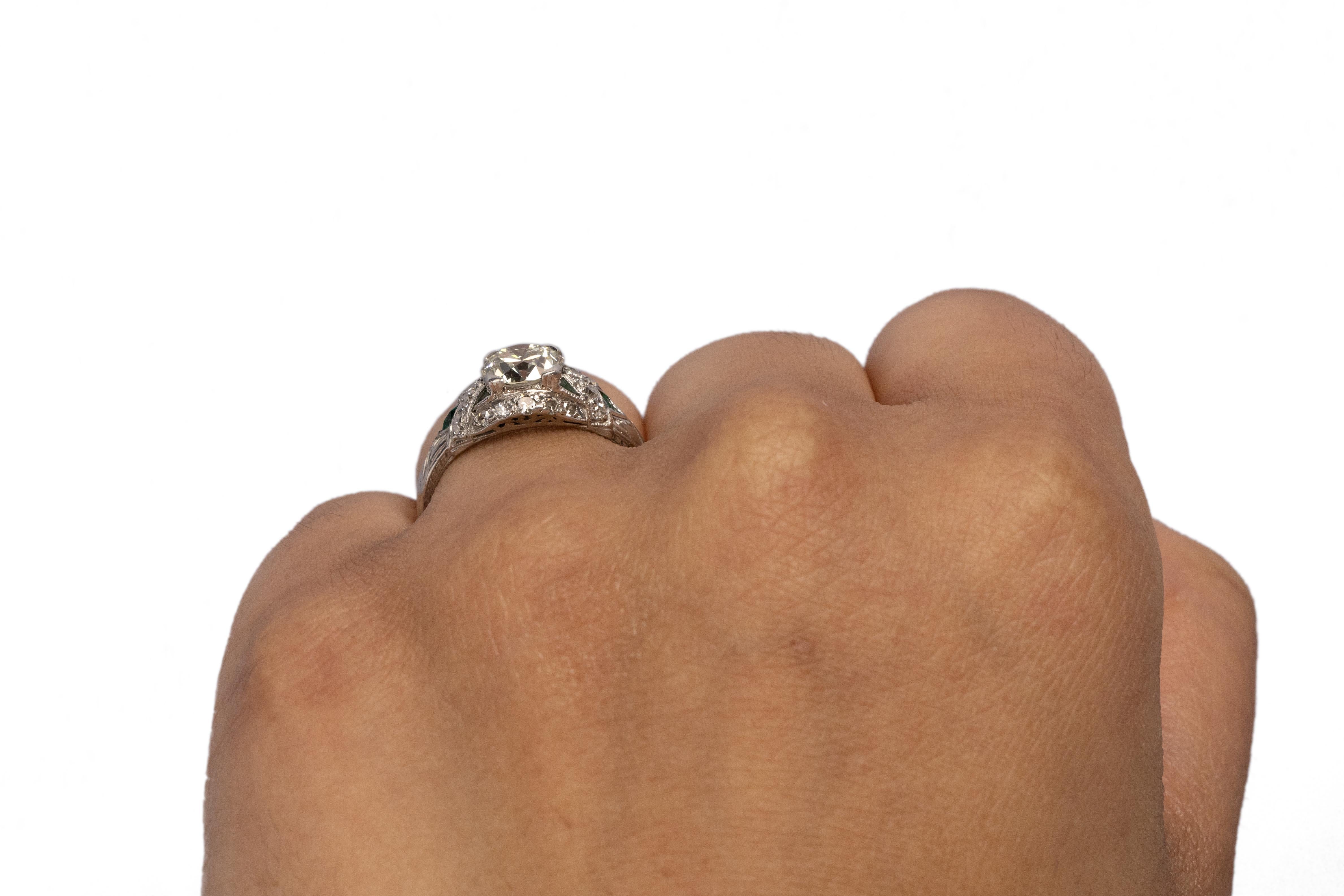 GIA Certified 1.20 Carat Art Deco Diamond Platinum Engagement Ring For Sale 1