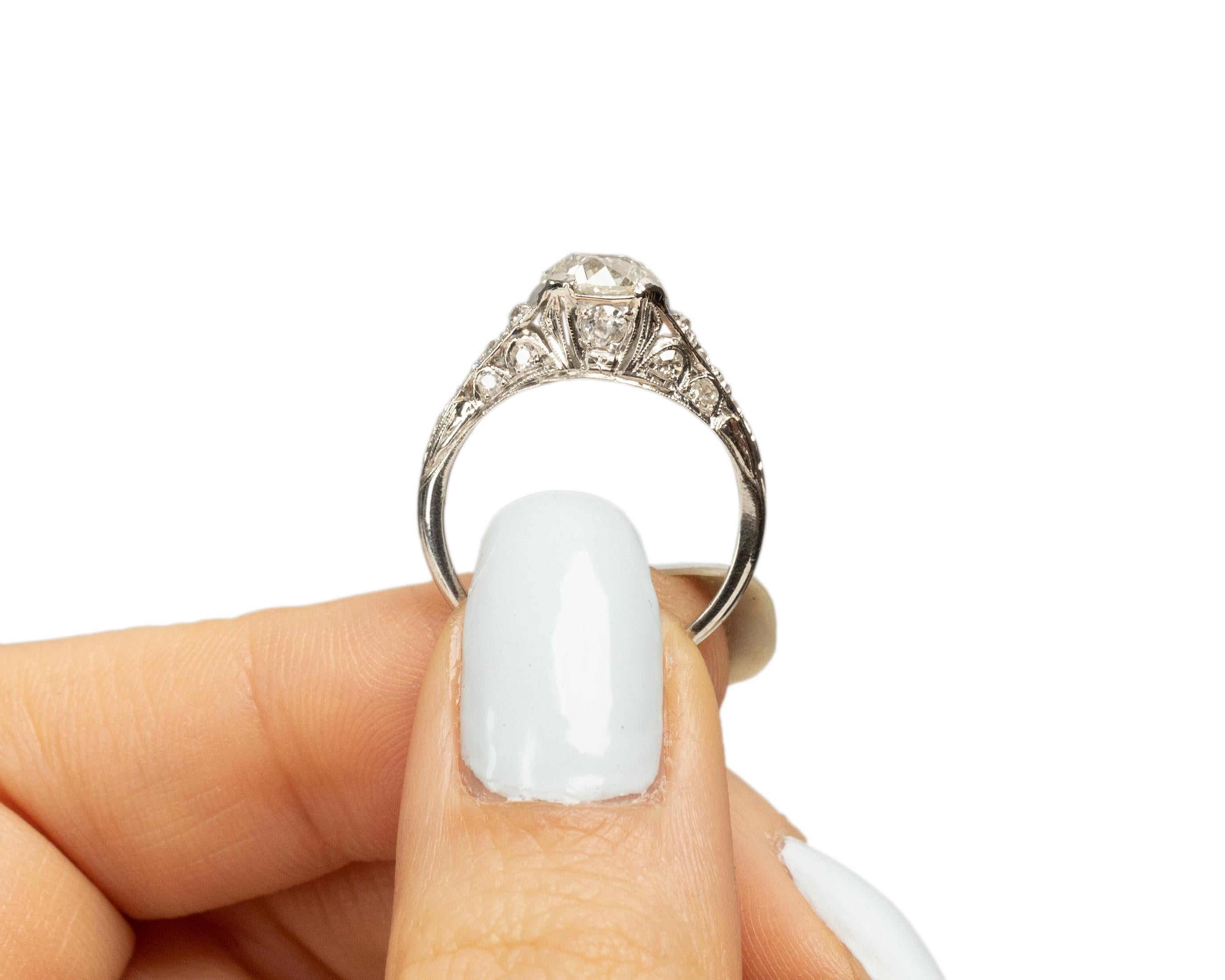 GIA Certified 1.20 Carat Art Deco Diamond Platinum Engagement Ring For Sale 1