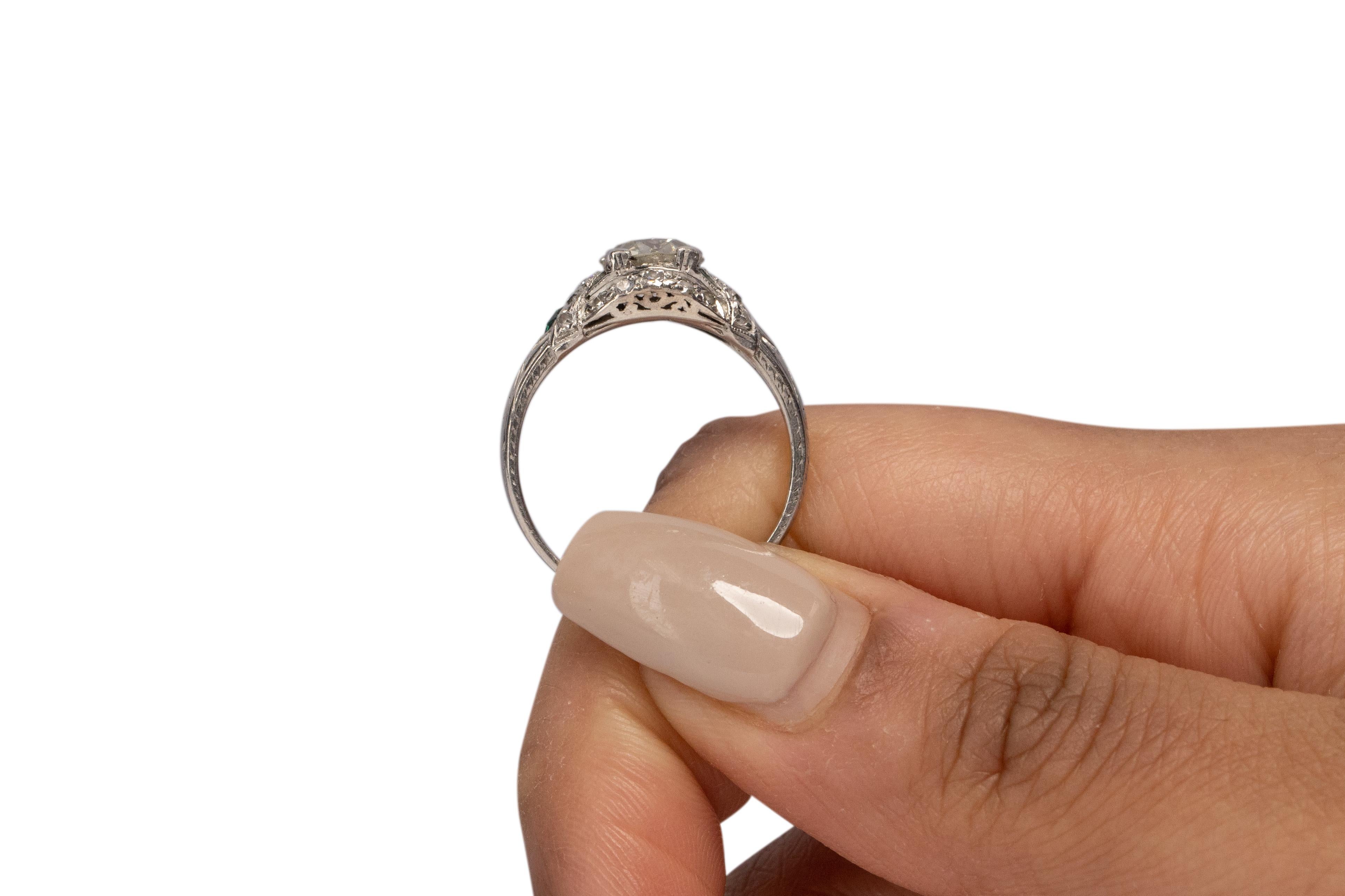 GIA Certified 1.20 Carat Art Deco Diamond Platinum Engagement Ring For Sale 3