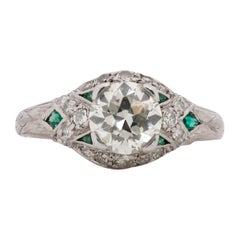 GIA Certified 1.20 Carat Art Deco Diamond Platinum Engagement Ring