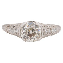 Vintage GIA Certified 1.20 Carat Art Deco Diamond Platinum Engagement Ring
